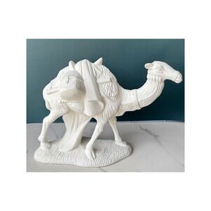 Vintage Atlantic Mold 1972 White Ceramic Camel Figurine Nativity 10.5 Inch